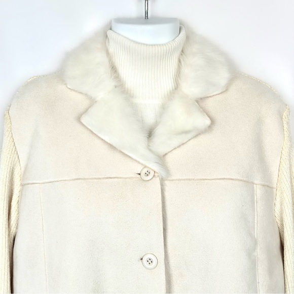 LISA INTERNATIONAL FAUX FUR CHENILLE CARDIGAN SWEATER JACKET WINTER WHITE. SzXL - Picture 2 of 11